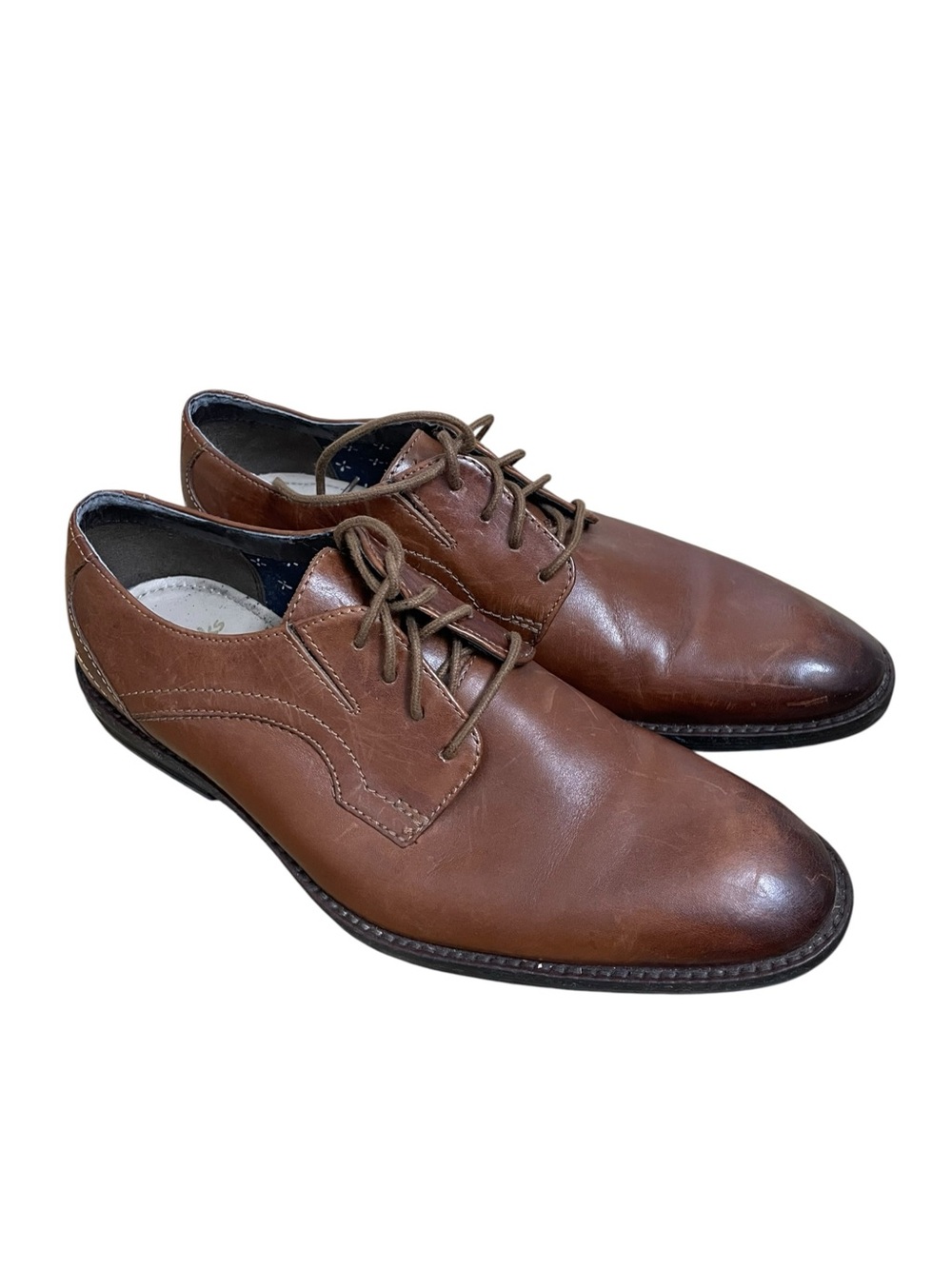 Clarks Tor England Gilman Lace Brown Leather Derby Dress Shoes Men's Size 8